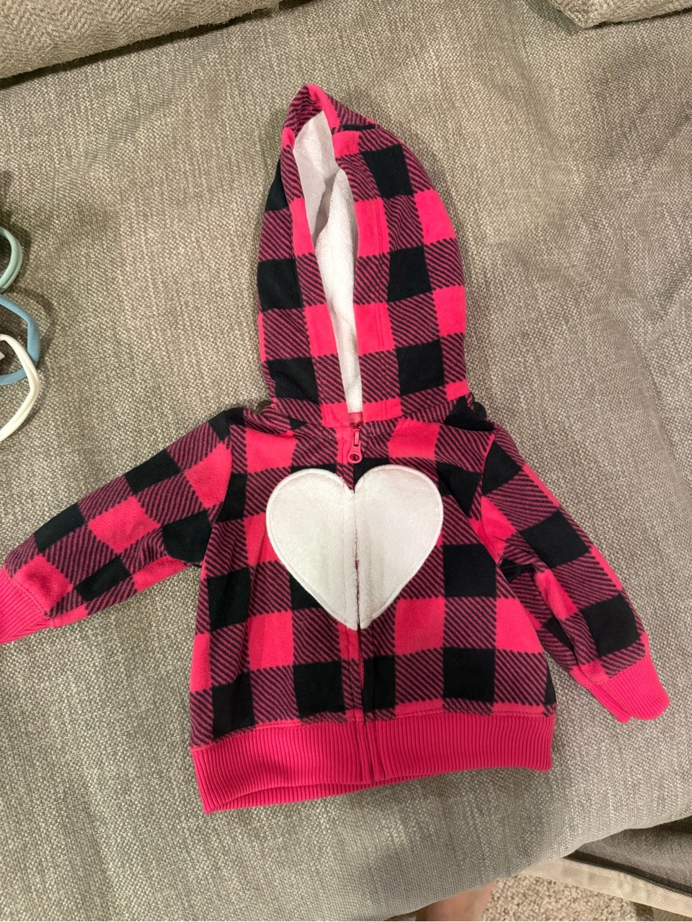 Carters pink and Black Buffalo Plaid Heart Hoodie